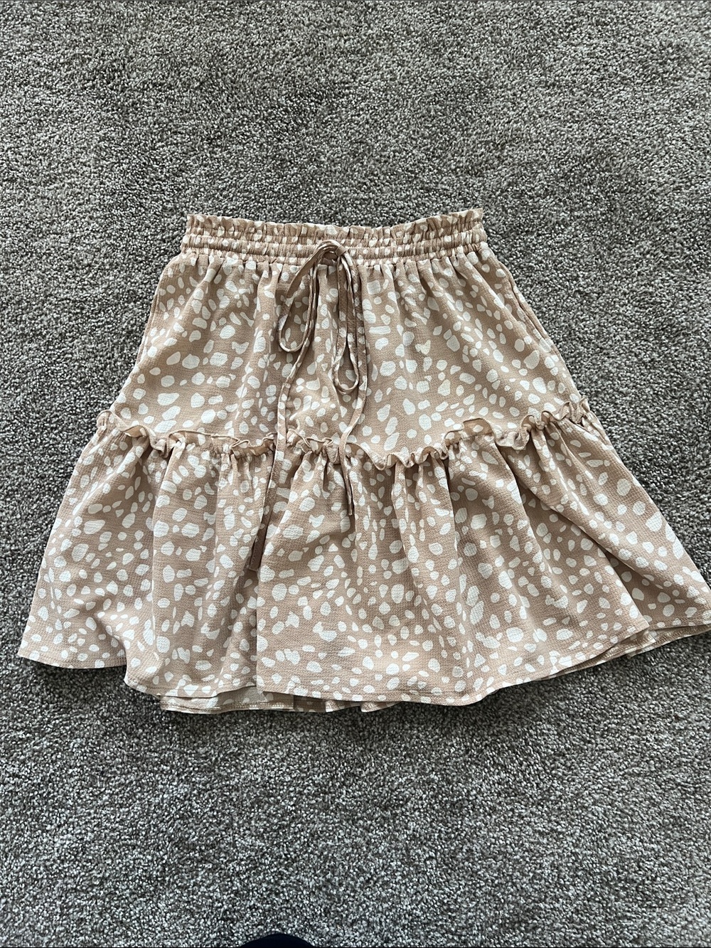 Amazon Beige Tiered Mini Skirt